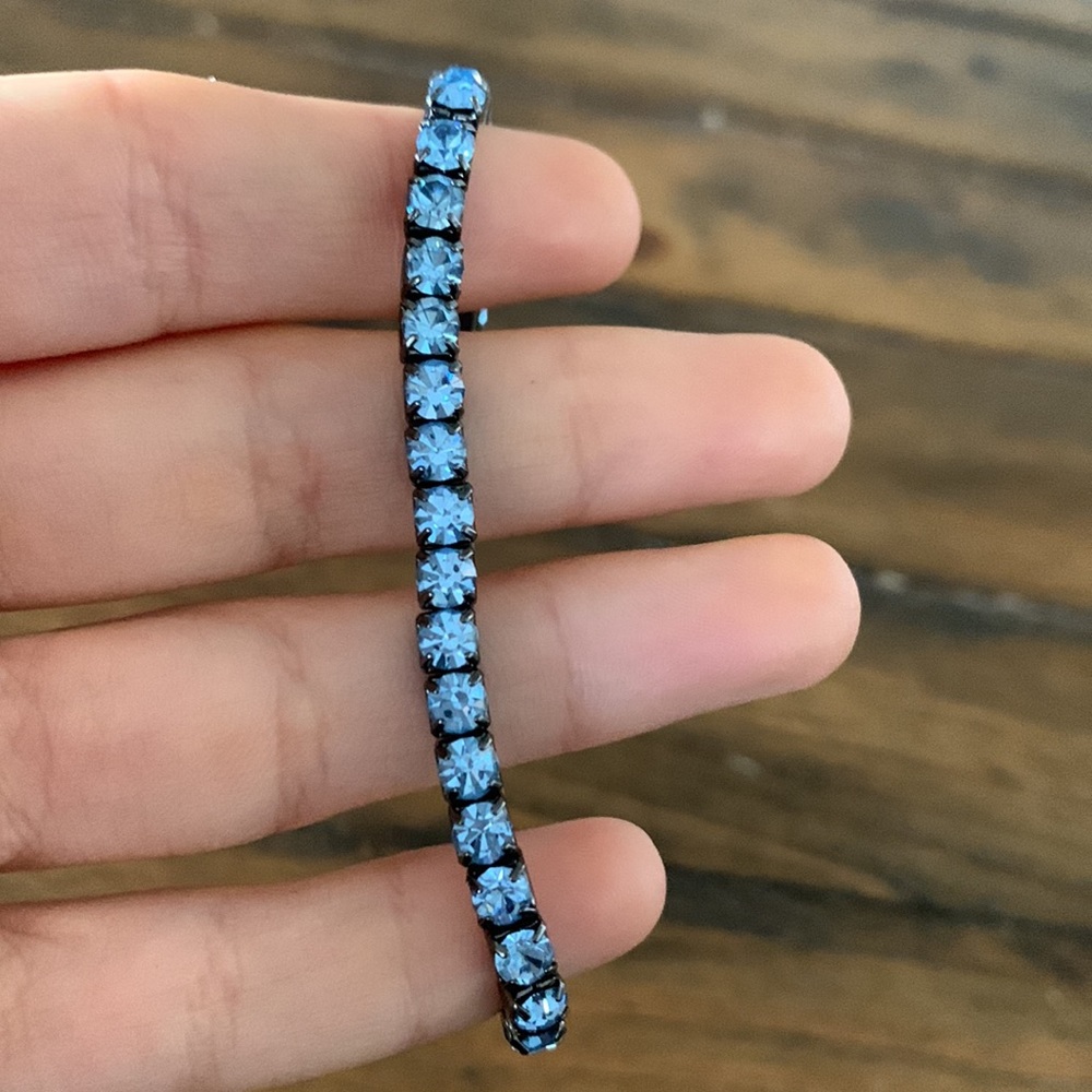 Sapphire Blue gemstone rhinestone stretch bracelet